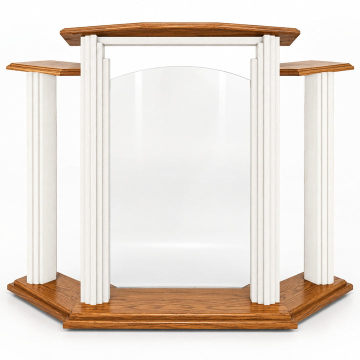 702W Proclaimer solid oak and acrylic wing pulpit — Medium Oak 