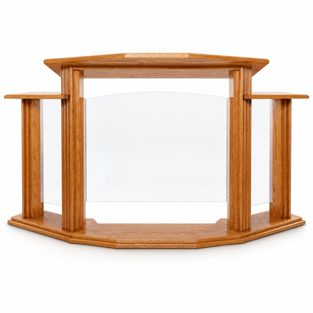 703 Proclaimer solid oak and acrylic wing pulpit — Medium Oak #43