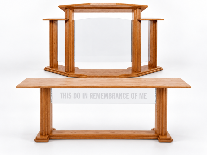 703 Proclaimer non-chair pulpit and communion table set — Medium Oak 