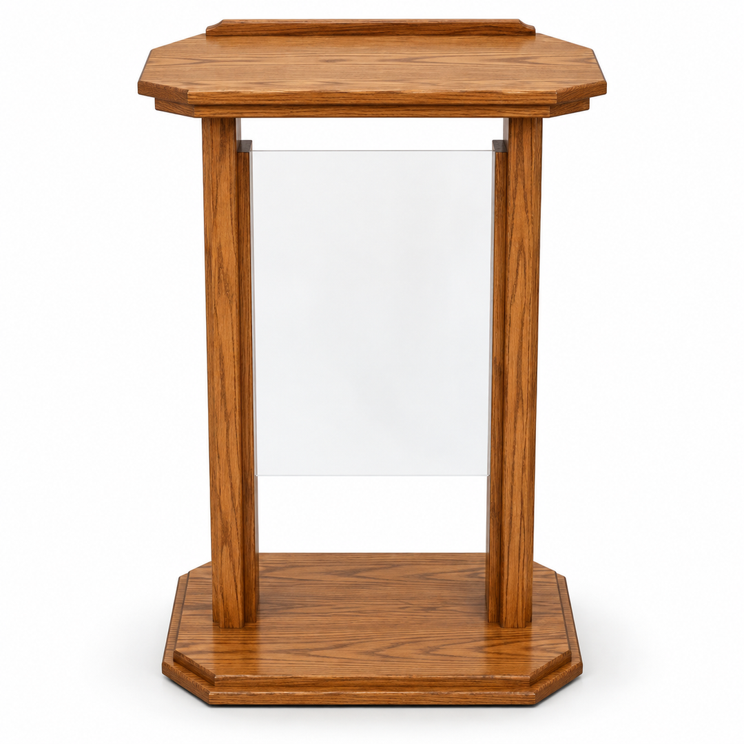 704 Proclaimer solid oak and acrylic preaching stand — Medium Oak #43
