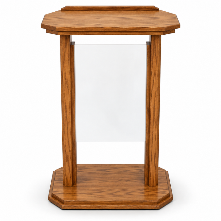 704 Proclaimer solid oak and acrylic preaching stand — Medium Oak 