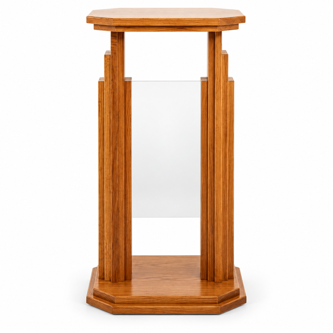 708 Proclaimer solid oak and acrylic flower stand — Medium Oak #43