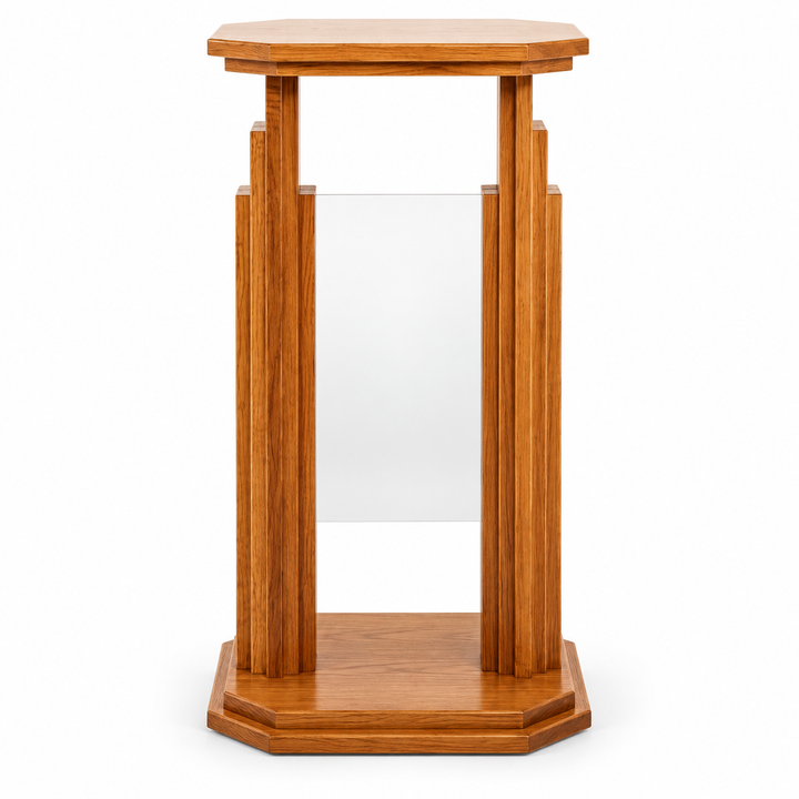 708 Proclaimer solid oak and acrylic flower stand — Medium Oak 