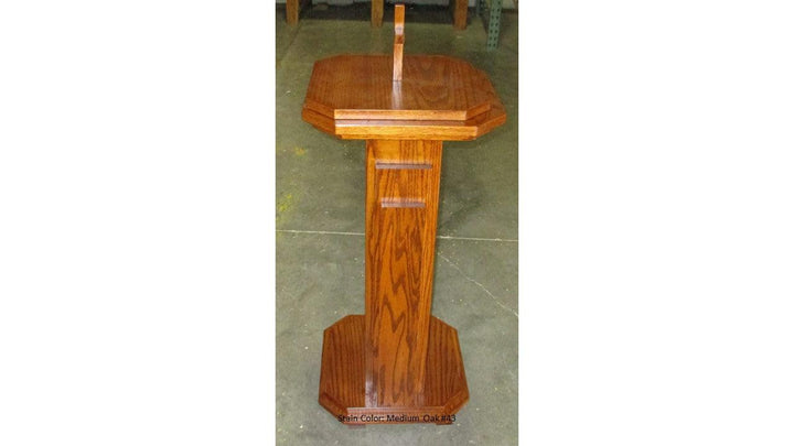 Baptistmal Font 709 Proclaimer-Front View-Tithe Boxes, Baptismal Font, Flower Stands, and Offering Tables-Side View Medium Oak #43-Podiums Direct