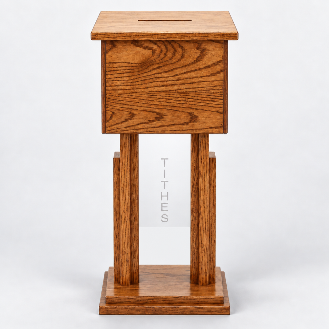 719 solid oak tithe and prayer box - Medium Oak #43