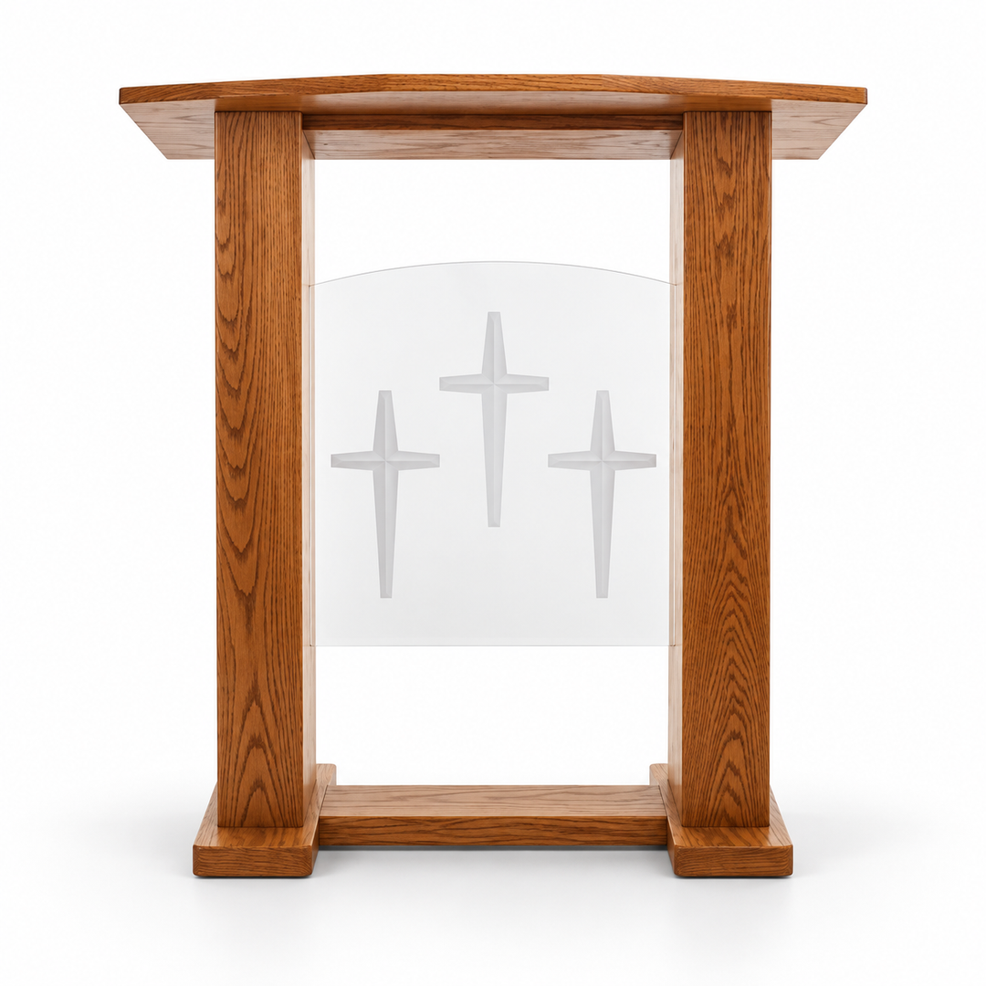777 Exhorter solid oak and acrylic pulpit - Medium Oak #43