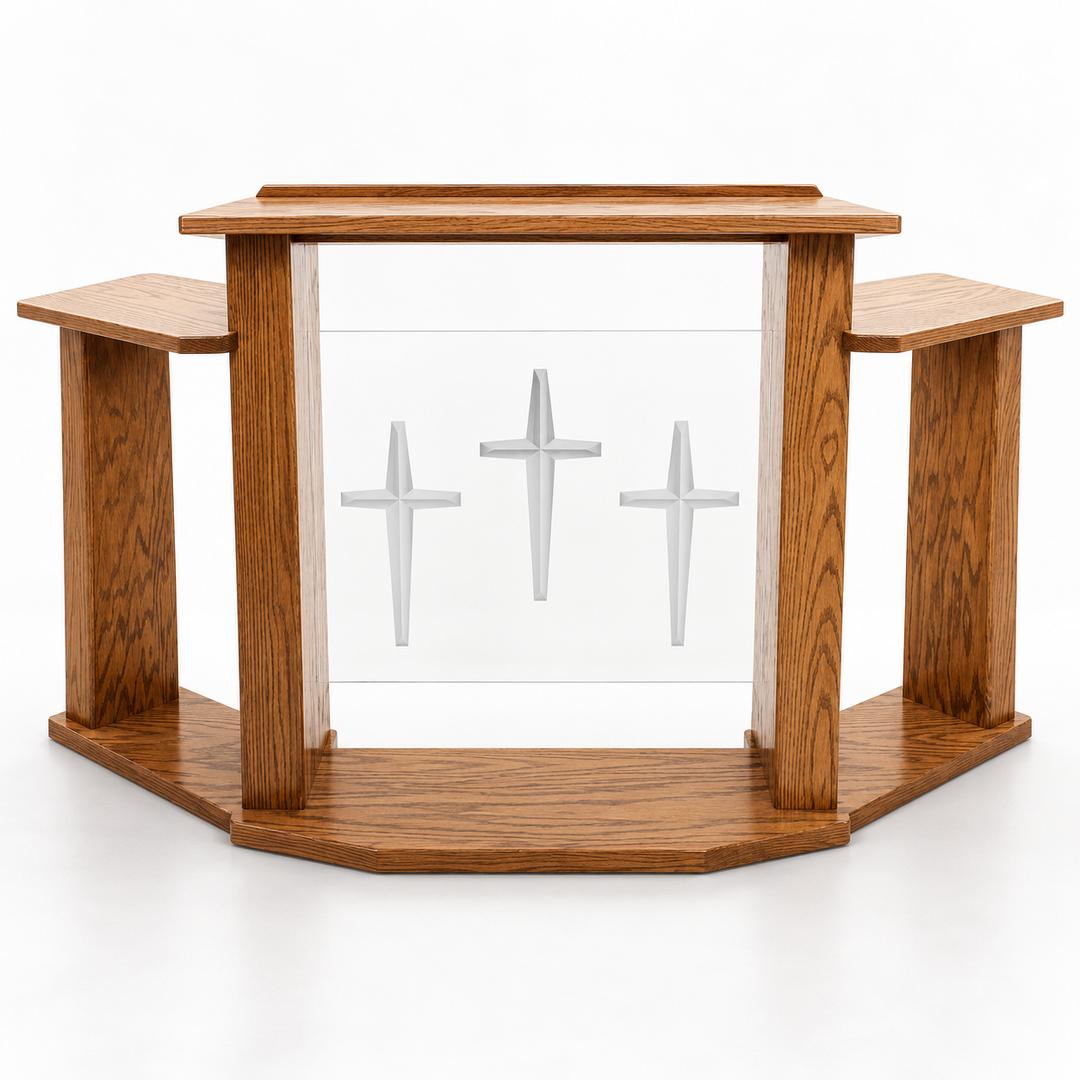 779 Exhorter solid oak and acrylic wing pulpit - Medium Oak #43
