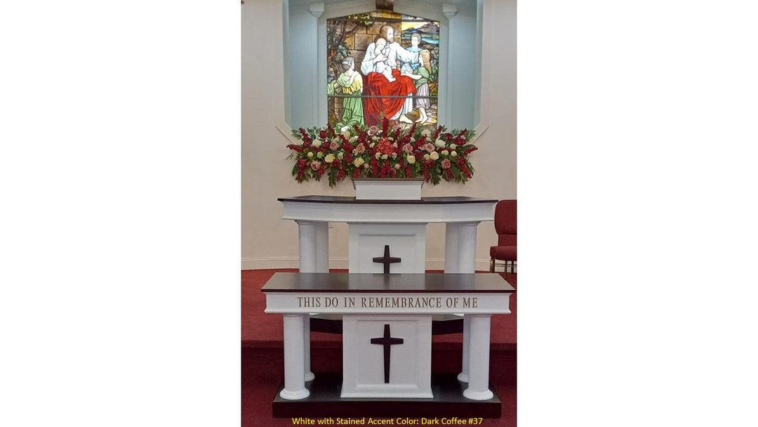 Church Pulpit Set NO 810-Pulpit Sets-White with Stained Accent Dark Coffee 37-Podiums Direct