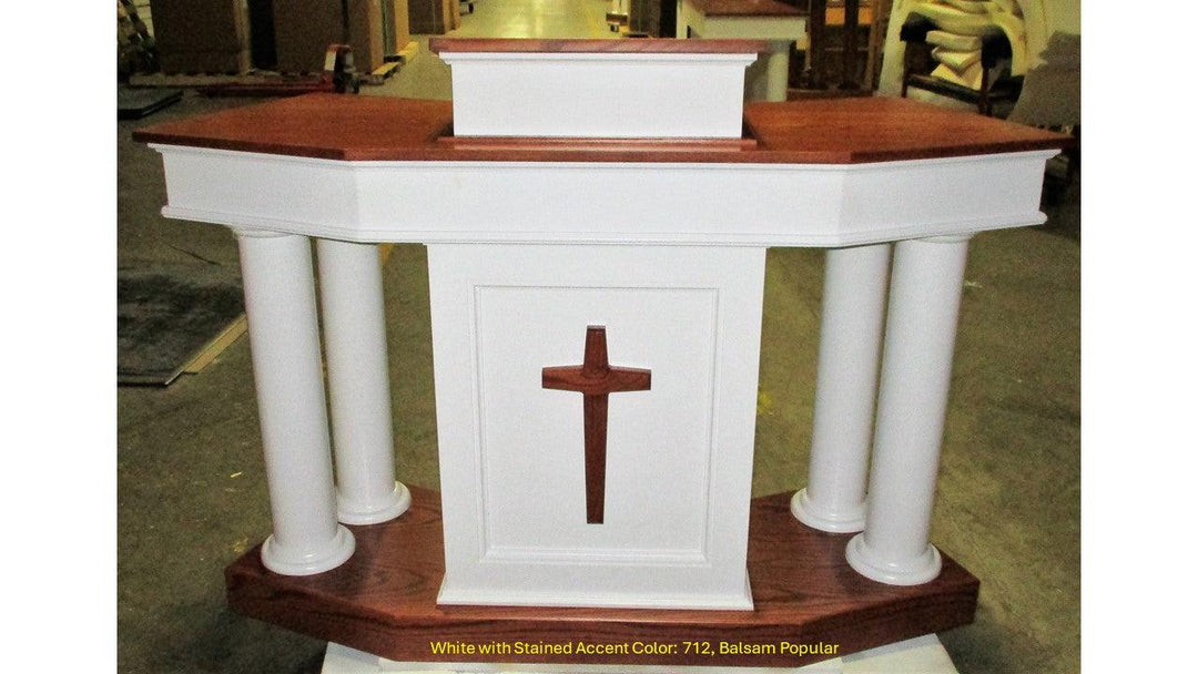 Church Wood Pulpit Custom No. 810-Front White with 712 Balsam Popular-Church Solid Wood Pulpits, Podiums and Lecterns-Podiums Direct