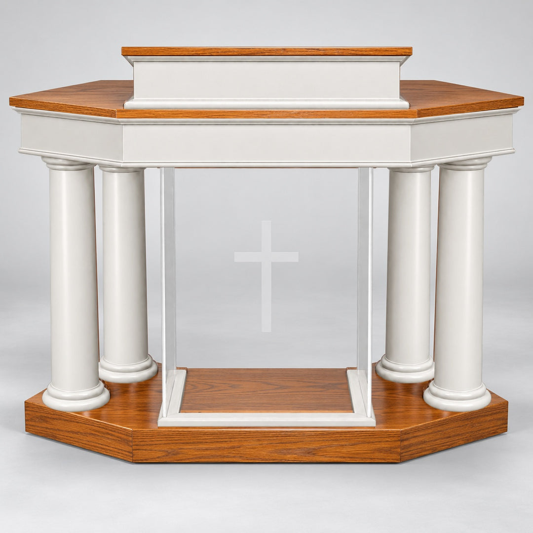 810WA pulpit — Medium Oak #43 with white two-tone finish