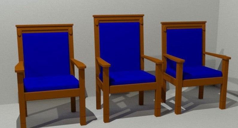 Clergy Church Chair Set 822AS Series, two side chairs and one center chair