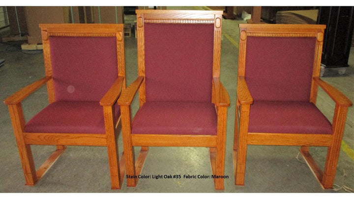 Clergy Church Chair 822AS Series 44" Height Side Chair-Front Light Oak 35 Maroon-Clergy Church Chairs-Podiums Direct