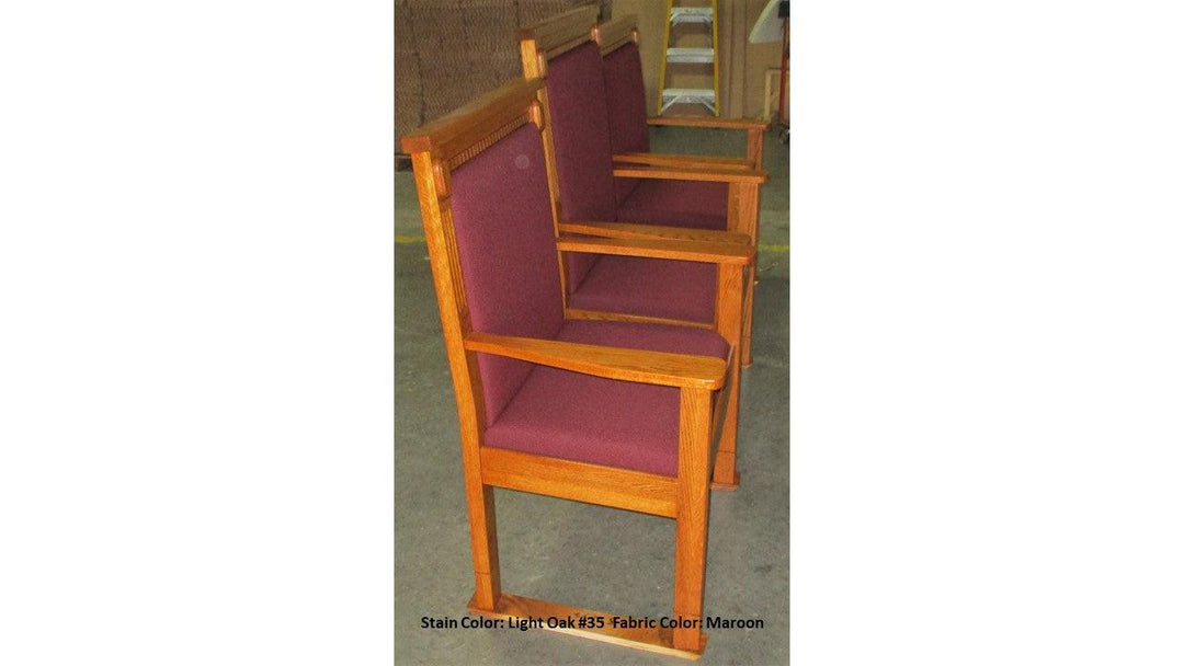 Clergy Church Chair 822AS Series 44" Height Side Chair-Side Light Oak 35 Maroon-Clergy Church Chairs-Podiums Direct
