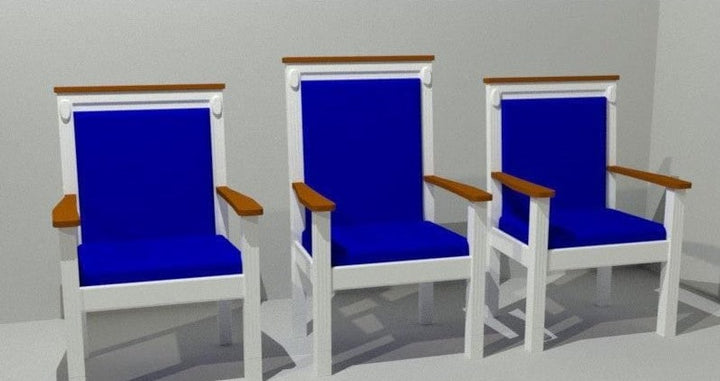 Clergy Church Chair Set 822TT Series, two side chairs and one center chair