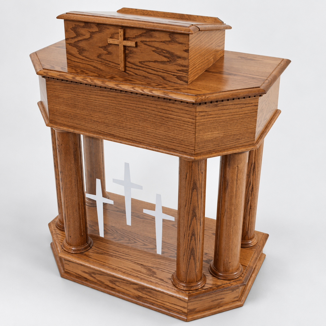 830 solid oak and acrylic pulpit — Medium Oak 
