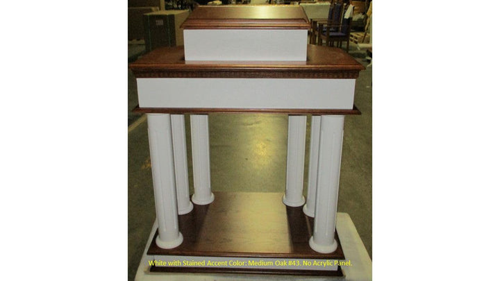 Wood with Acrylic Pulpit 830W-Back View White with Medium Oak 43 No Acrylic Panel-Wood With Acrylic Pulpits, Podiums and Lecterns-Podiums Direct