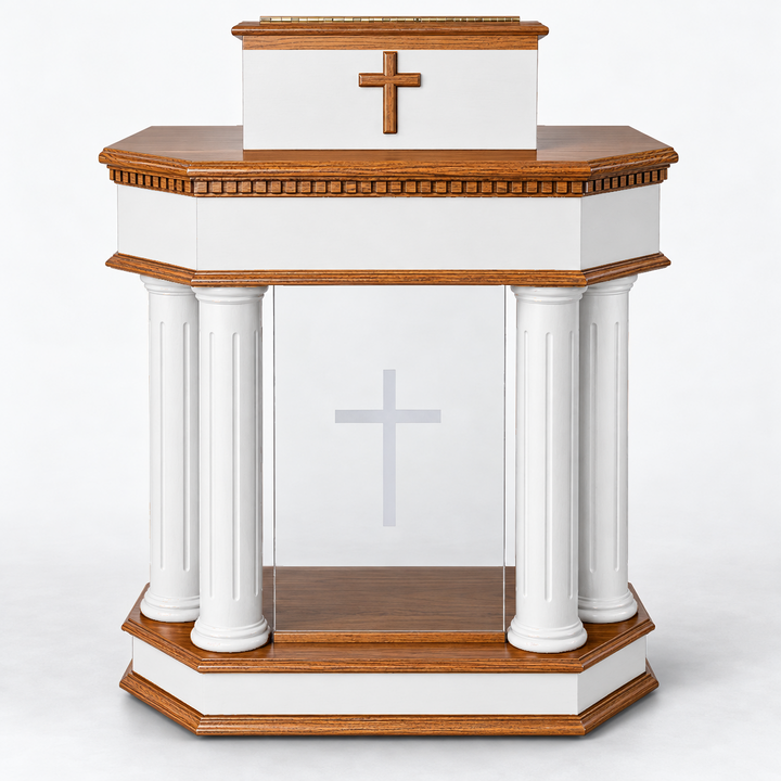 830W solid oak and acrylic pulpit — Medium Oak 