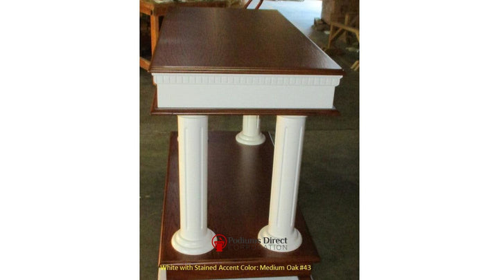 Communion Table 834 Column Pedestal-Side White with Medium Oak 43-Communion Tables and Altars-Podiums Direct