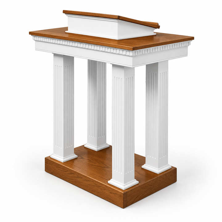 8401 solid oak square-column pedestal pulpit — Medium Oak 