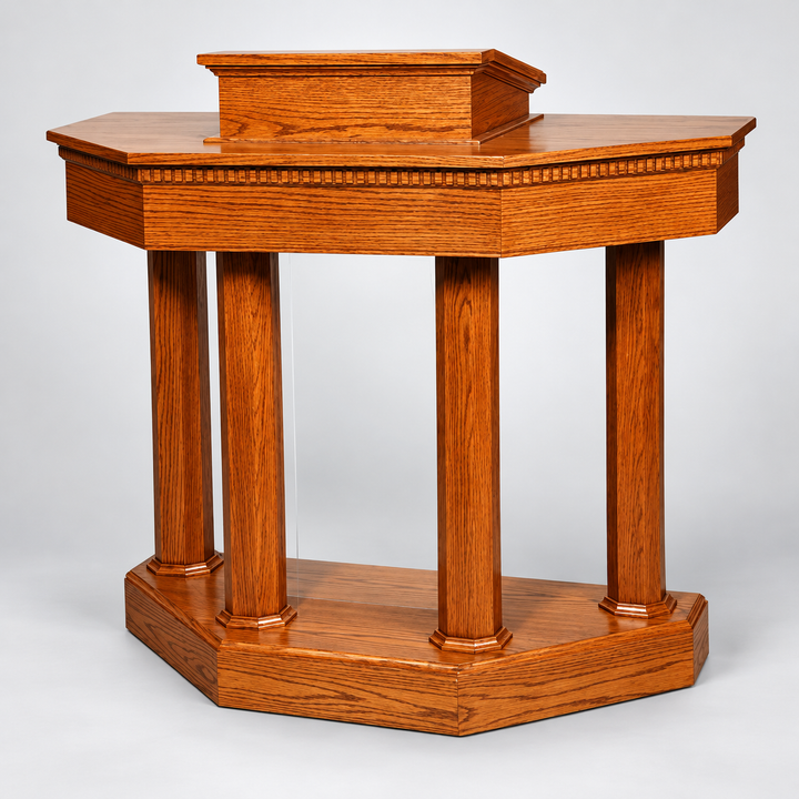 8402-CU Custom No. 6 wood and acrylic pulpit — Medium Oak 