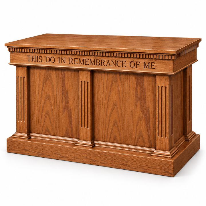 8410 solid oak closed communion table - Medium Oak 