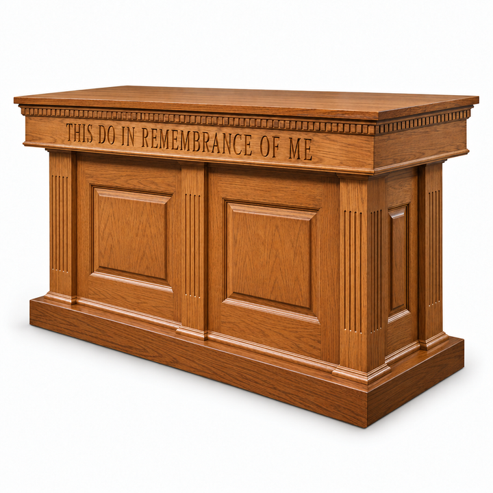 8420 solid oak closed communion table - Medium Oak 