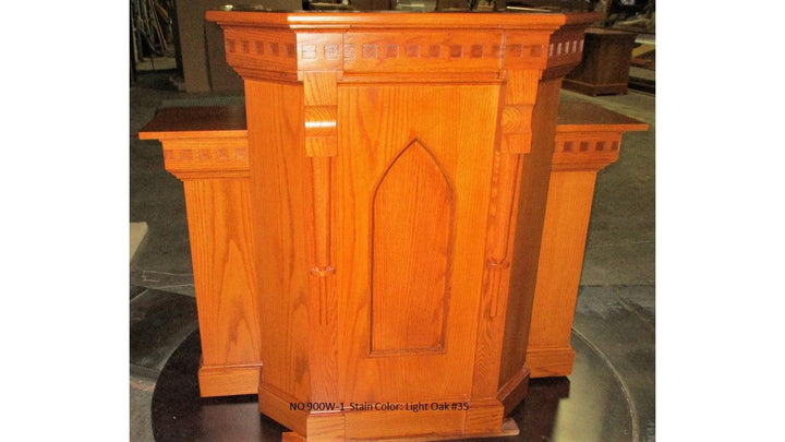 Church Wood Pulpit Wing NO 900W-Front Light Oak 35-Church Solid Wood Pulpits, Podiums and Lecterns-Podiums Direct