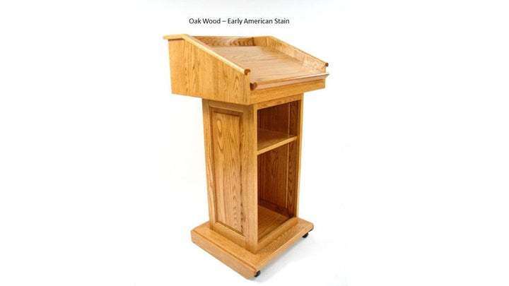 Handcrafted Solid Hardwood Lectern CLR235 Counselor Back Oak Wood Early American-Handcrafted Solid Hardwood Pulpits, Podiums and Lecterns-Podiums Direct