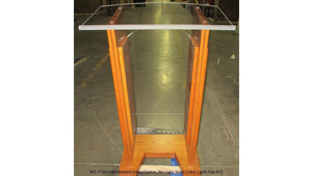 Wood with Acrylic Pulpit NO. P104-Back Light Oak 35-Wood With Acrylic Pulpits, Podiums and Lecterns-Podiums Direct