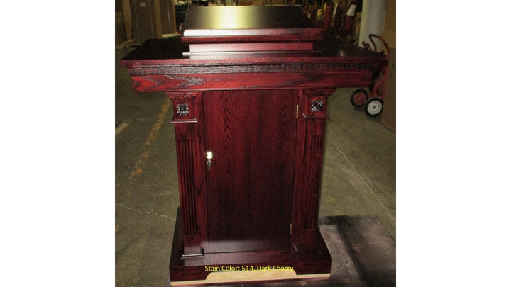 Church Wood Pulpit Pedestal NO 8201-Back 514 Dark Cherry-Church Solid Wood Pulpits, Podiums and Lecterns-Podiums Direct