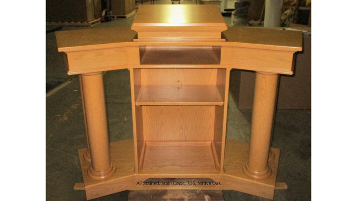 Church Wood Pulpit Custom No. 810-All Stained Back 716 Native Oak-Church Solid Wood Pulpits, Podiums and Lecterns-Podiums Direct