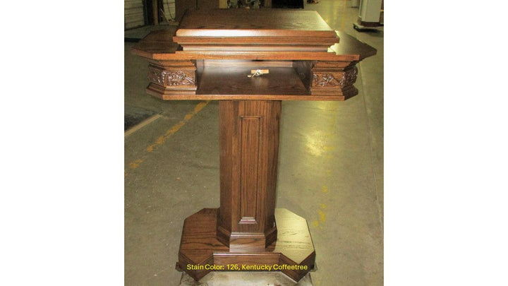 Church Wood Pulpit Pedestal NO 5402-Back 126 Kentucky Coffeetree-Church Solid Wood Pulpits, Podiums and Lecterns-Podiums Direct