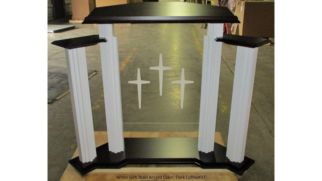 Wood with Acrylic Pulpit w/Wings 702W Proclaimer-Back Dark Coffee 37-Wood With Acrylic Pulpits, Podiums and Lecterns-Podiums Direct