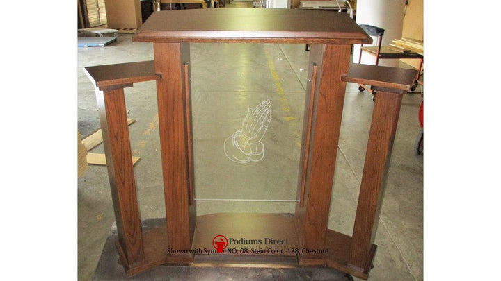 Wood with Acrylic Pulpit 778 Exhorter-Back 128 Chestnut-Wood With Acrylic Pulpits, Podiums and Lecterns-Podiums Direct