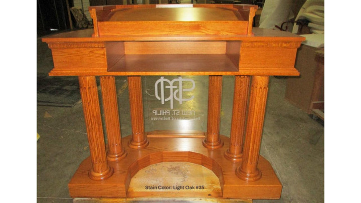Wood with Acrylic Pulpit Custom No. 5-Back Light Oak 35-Wood With Acrylic Pulpits, Podiums and Lecterns-Podiums Direct