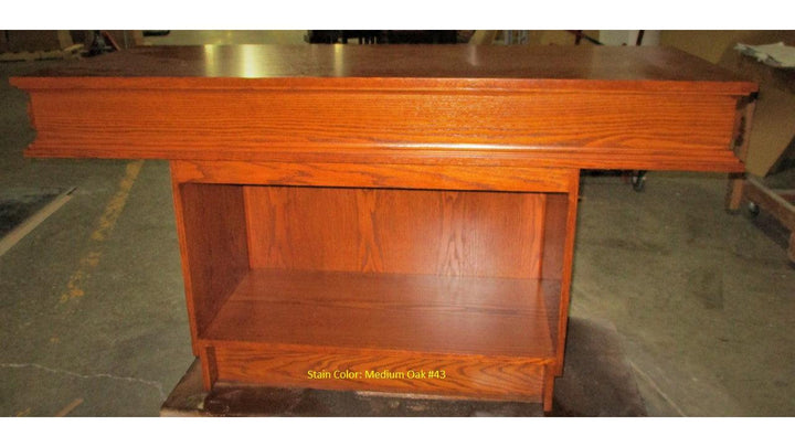 Communion Table NO 560 Pedestal-Back View Medium Oak 43-Communion Tables and Altars-Podiums Direct