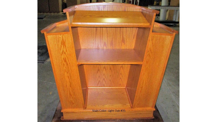 Church Wood Pulpit Victory Style with Fluting 310-Back Light Oak 35-Church Solid Wood Pulpits, Podiums and Lecterns-Podiums Direct