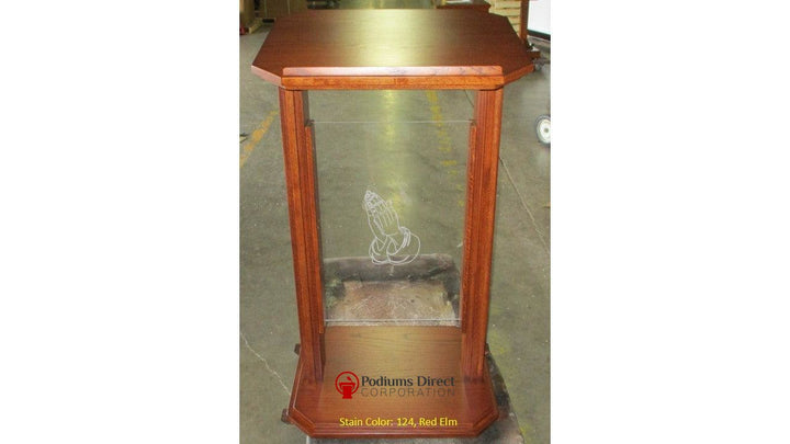 Wood with Acrylic Preaching Stand-704 Proclaimer-Back 124 Elm Red Symbol No 06-Wood With Acrylic Pulpits, Podiums and Lecterns-Podiums Direct