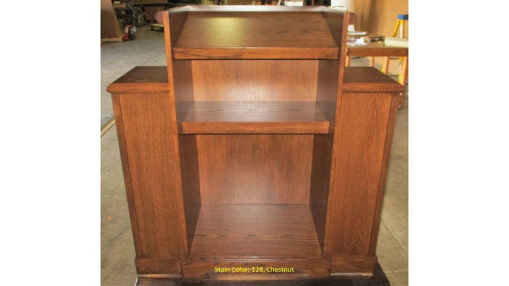 Church Wood Pulpit Colonial TWP-605-Back 128 Chestnut-Church Solid Wood Pulpits, Podiums and Lecterns-Podiums Direct
