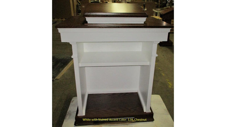 Church Wood Pulpit Colonial Tiered TSP-620-Back 128 Chestnut-Church Solid Wood Pulpits, Podiums and Lecterns-Podiums Direct