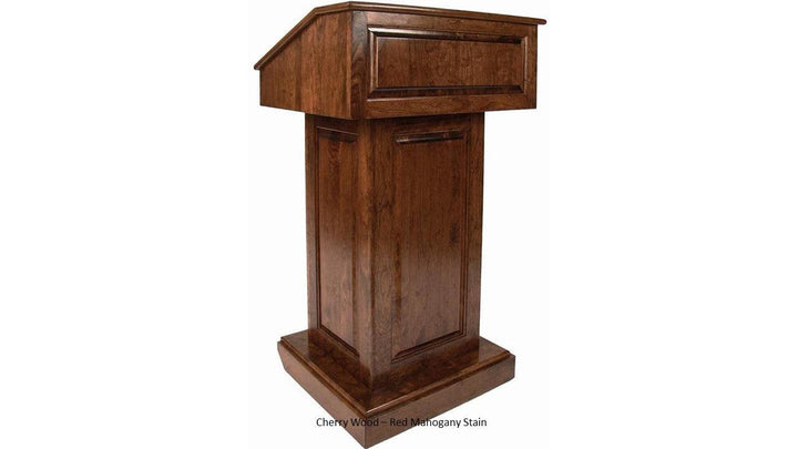 Handcrafted Solid Hardwood Lectern CLR235 Counselor Front Cherry Wood Red Mahogany-Handcrafted Solid Hardwood Pulpits, Podiums and Lecterns-Podiums Direct