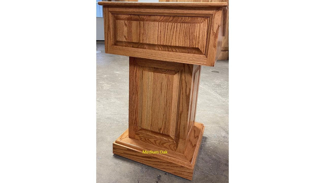 Handcrafted Solid Hardwood Lectern CLR235-LIFT Counselor Lift-Front Medium Oak-Handcrafted Solid Hardwood Pulpits, Podiums and Lecterns-Podiums Direct