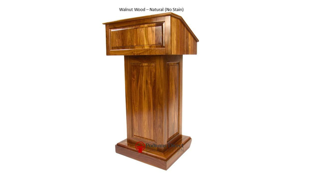 Handcrafted Solid Hardwood Lectern CLR235 Counselor- Front Walnut Wood Natural Stain-Handcrafted Solid Hardwood Pulpits, Podiums and Lecterns-Podiums Direct