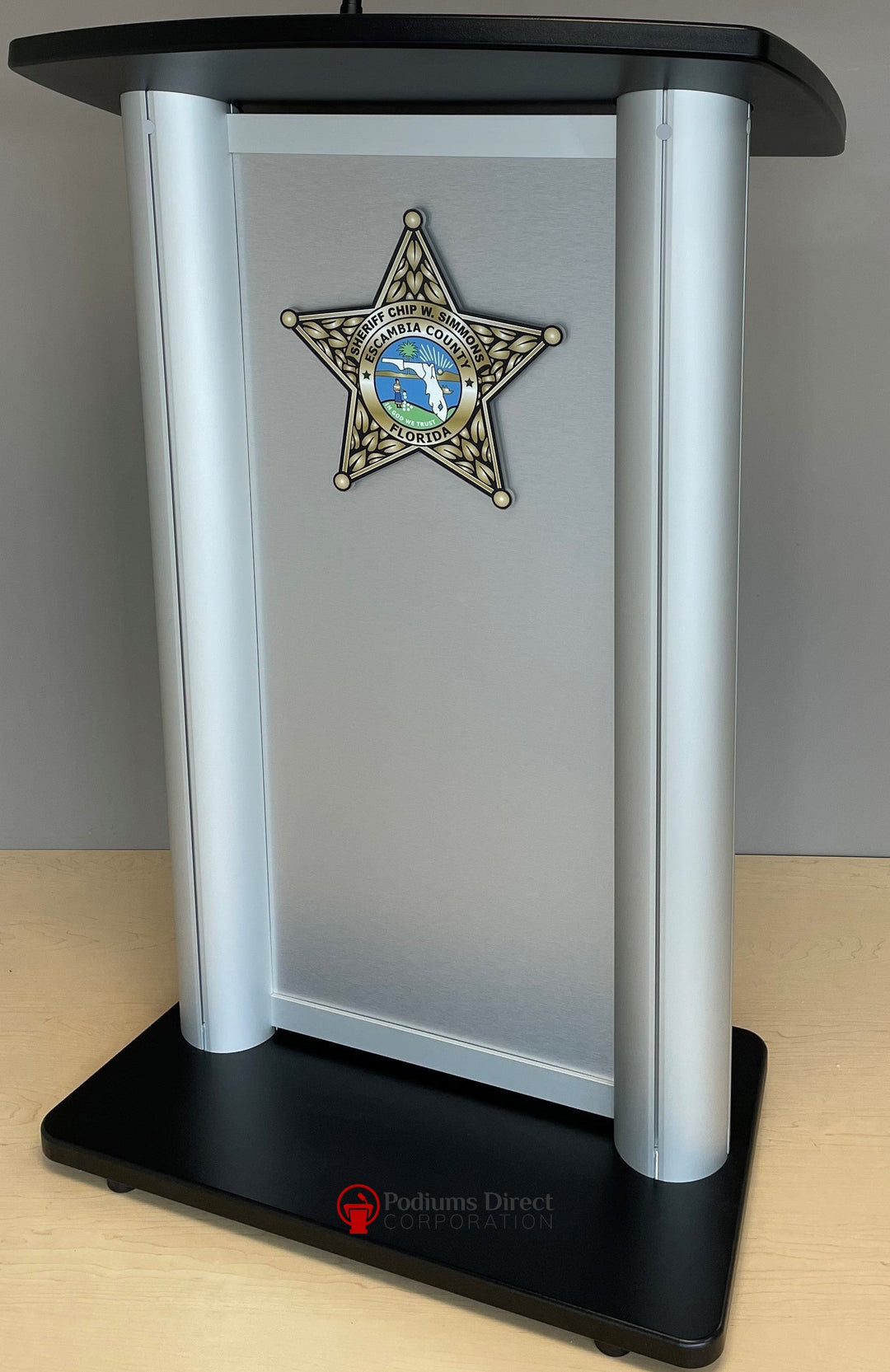 Contemporary Lectern and Podium CS2 Aluminum Lectern-Example of 3D Logo-Contemporary Lecterns and Podiums-Podiums Direct