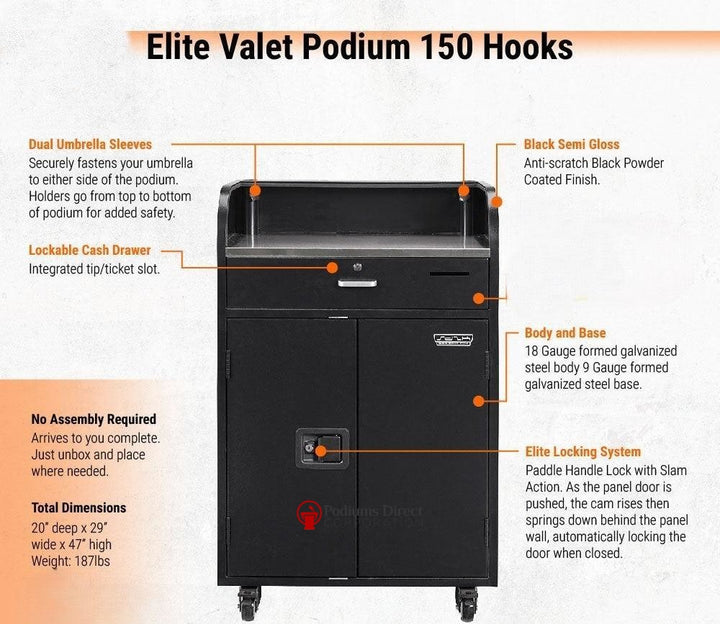 Valet Podium Elite Podium with 150 Key Hook - FREE SHIPPING!