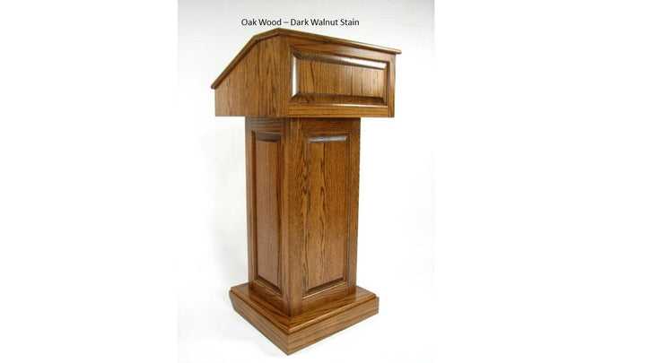 Handcrafted Solid Hardwood Lectern CLR235 Counselor Front Oak Wood Dark Walnut-Handcrafted Solid Hardwood Pulpits, Podiums and Lecterns-Podiums Direct