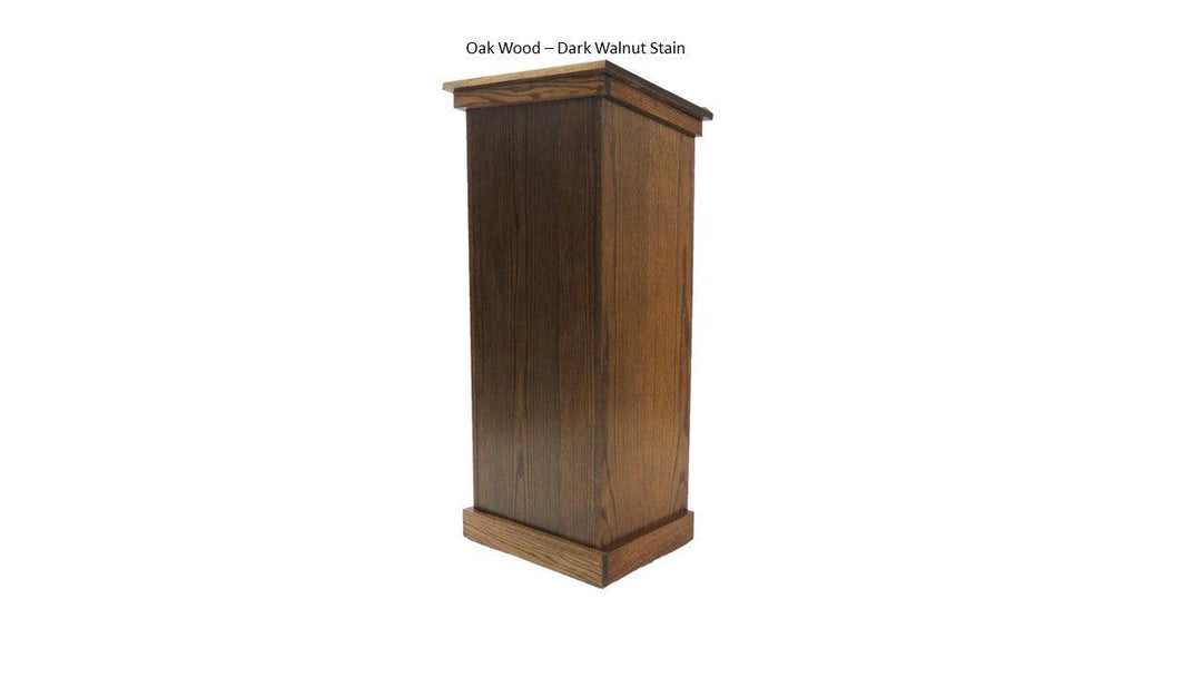 Non Sound Lectern FPL245 Full Pedestal-Front Oak Wood Dark Walnut Stain-Non Sound Podiums and Lecterns-Podiums Direct