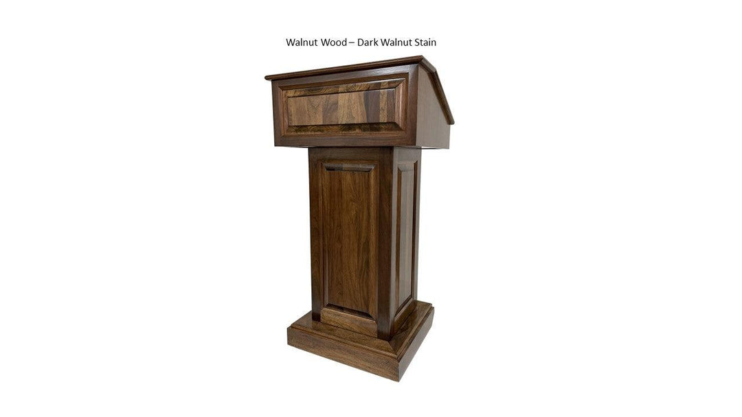 Handcrafted Solid Hardwood Lectern CLR235 Counselor Front Walnut Wood Early Dark Walnut-Handcrafted Solid Hardwood Pulpits, Podiums and Lecterns-Podiums Direct