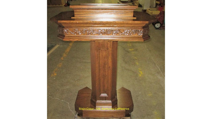 Church Wood Pulpit Pedestal NO 5402-Front 126 Kentucky Coffeetree-Church Solid Wood Pulpits, Podiums and Lecterns-Podiums Direct