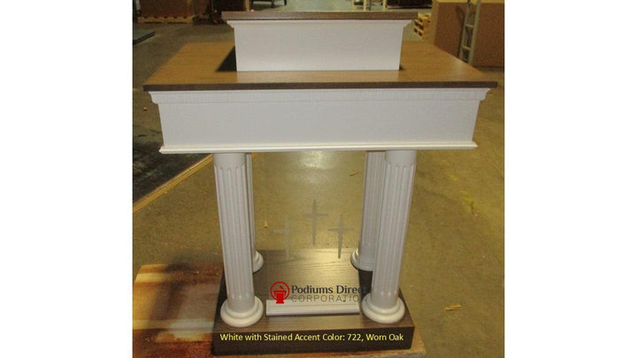 Wood with Acrylic Pulpit Round Column Pedestal NO 8302 SP - FREE SHIPPING!